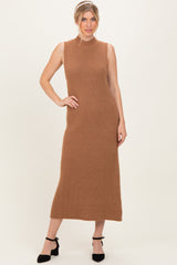 Mocha Chunky Knit Sleeveless Maxi Dress