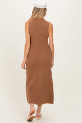 Mocha Chunky Knit Sleeveless Maternity Maxi Dress
