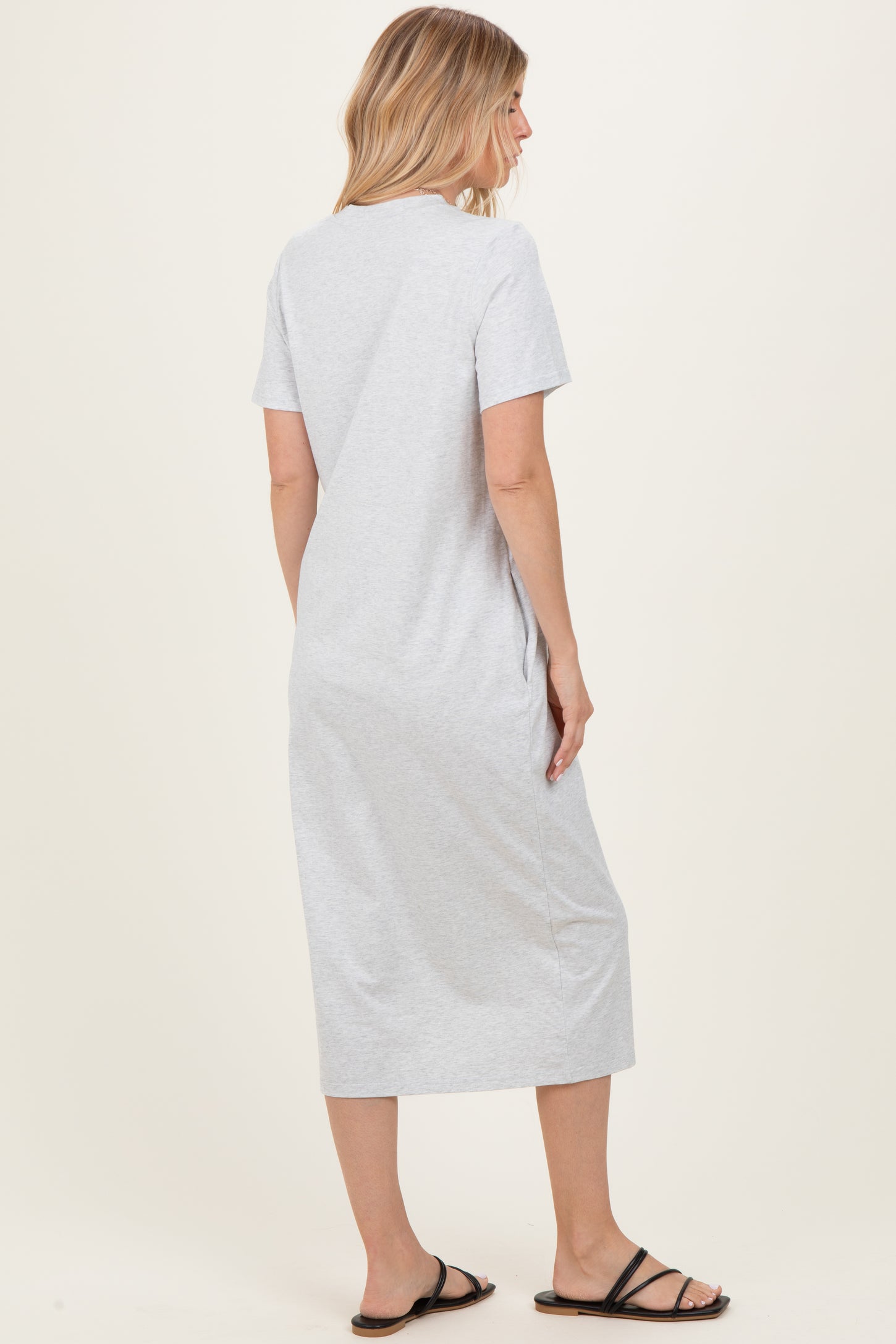 Heather Grey Cotton T-Shirt Midi Dress