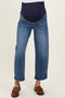 Blue Cropped Barrel Leg Maternity Jeans