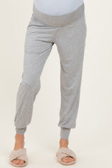 Heather Grey Maternity Band Jogger Pants