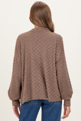 Mocha Checkered Knit Button Front Maternity Cardigan