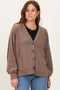 Mocha Checkered Knit Button Front Cardigan