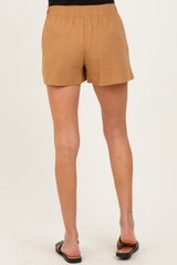 Camel Drawstring Maternity Shorts