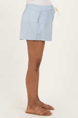 Light Blue Drawstring Maternity Shorts