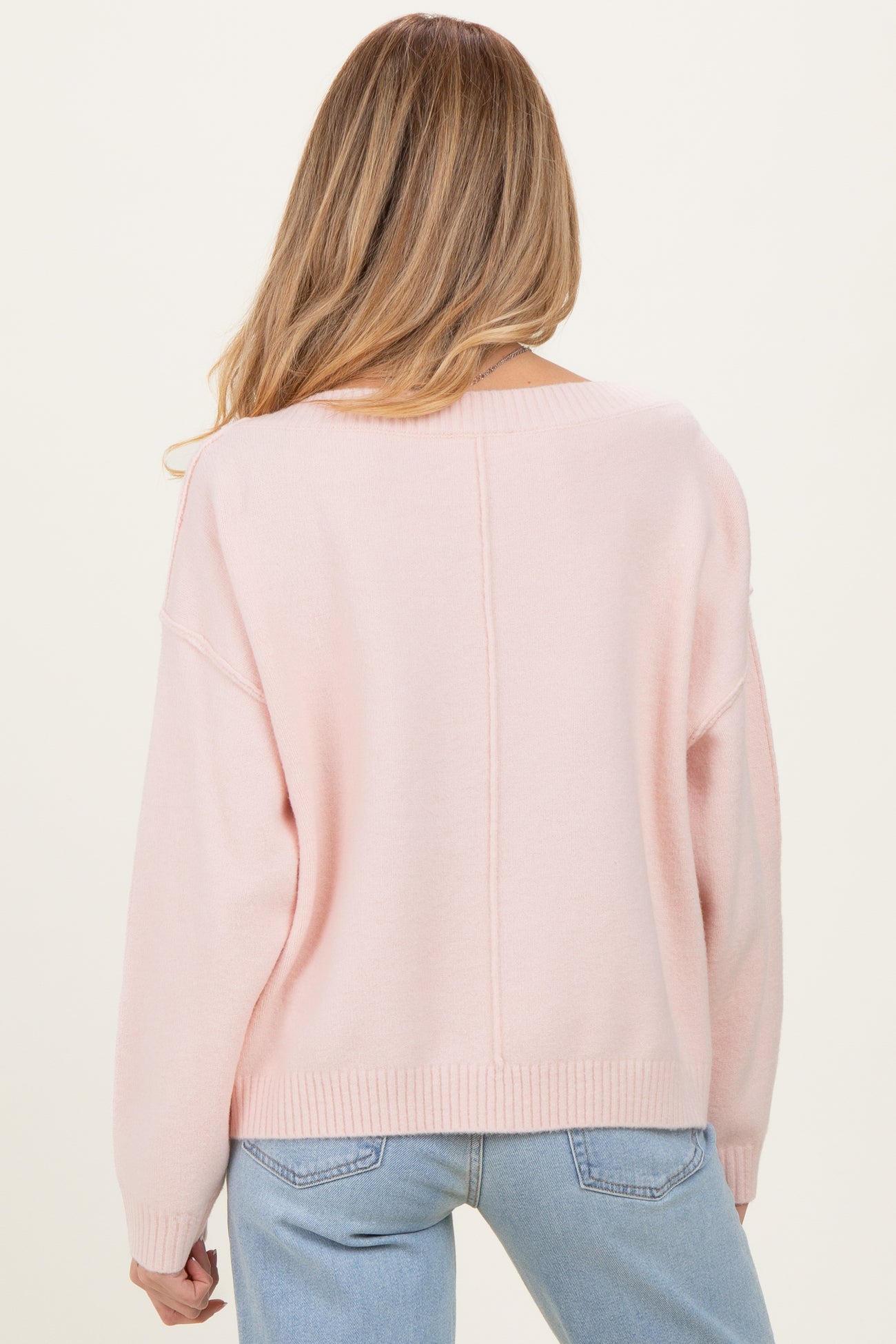 Light Pink Boat Neck Maternity Sweater
