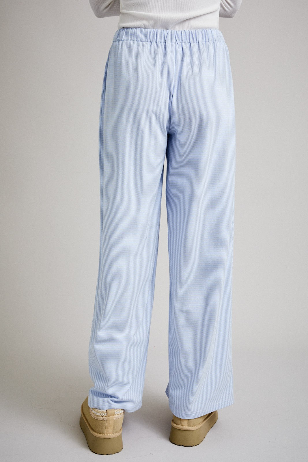 Light Blue Striped Front Tie Lounge Pants