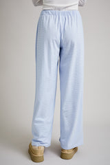 Light Blue Striped Front Tie Lounge Pants