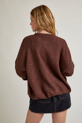 Brown Classic Crew Neck Button Cardigan