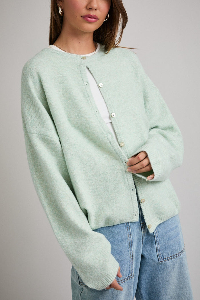 Mint Classic Crew Neck Button Cardigan