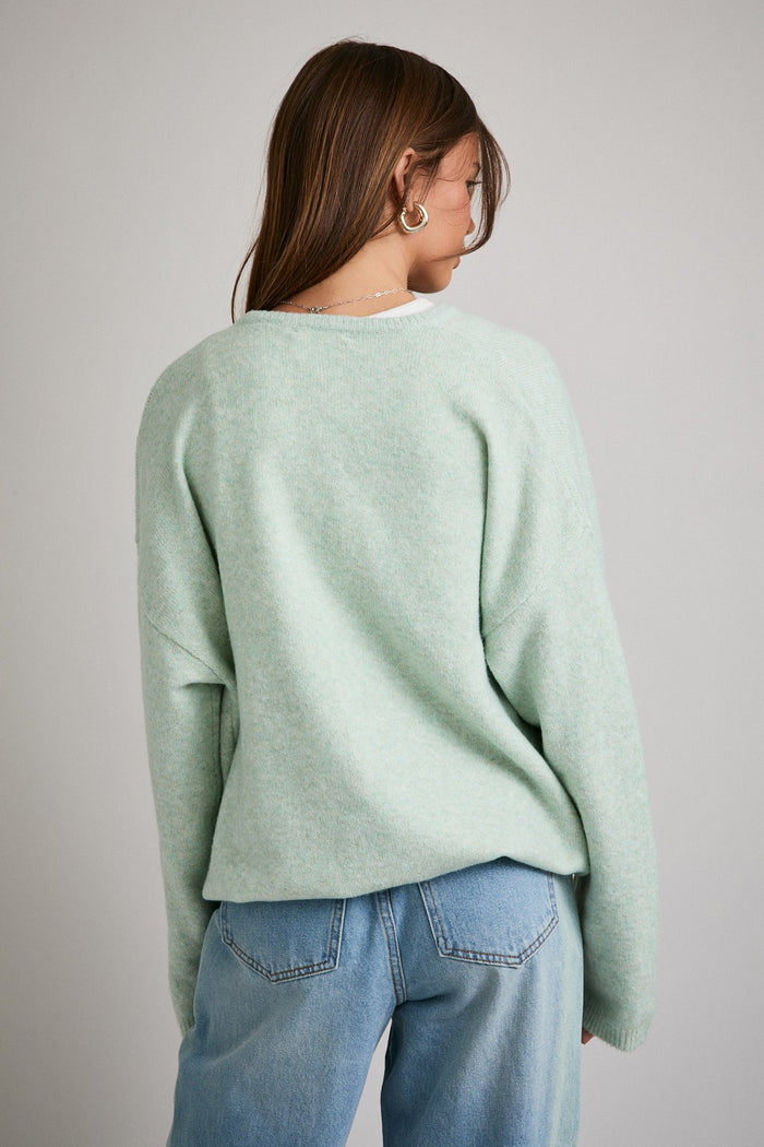 Mint Classic Crew Neck Button Cardigan