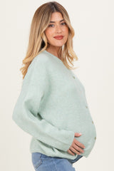 Mint Classic Crew Neck Maternity Button Cardigan