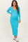 Sky Blue V-Neck Long Sleeve Fitted Maternity Maxi Dress