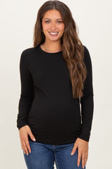Black Basic Long Sleeve Maternity Top