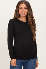 Black Basic Long Sleeve Maternity Top