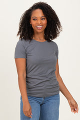 Slate Grey Basic Short Sleeve Maternity Tee