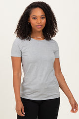 Heather Grey Basic Short Sleeve Maternity Tee