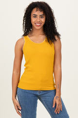 Mustard Brushed Knit Stitch Detail Maternity Tank Top