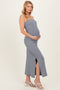 Navy Strapless Side Slit Maternity Midi Dress