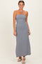 Navy Strapless Side Slit Midi Dress