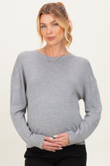 Heather Grey Classic Crew Neck Maternity Sweater