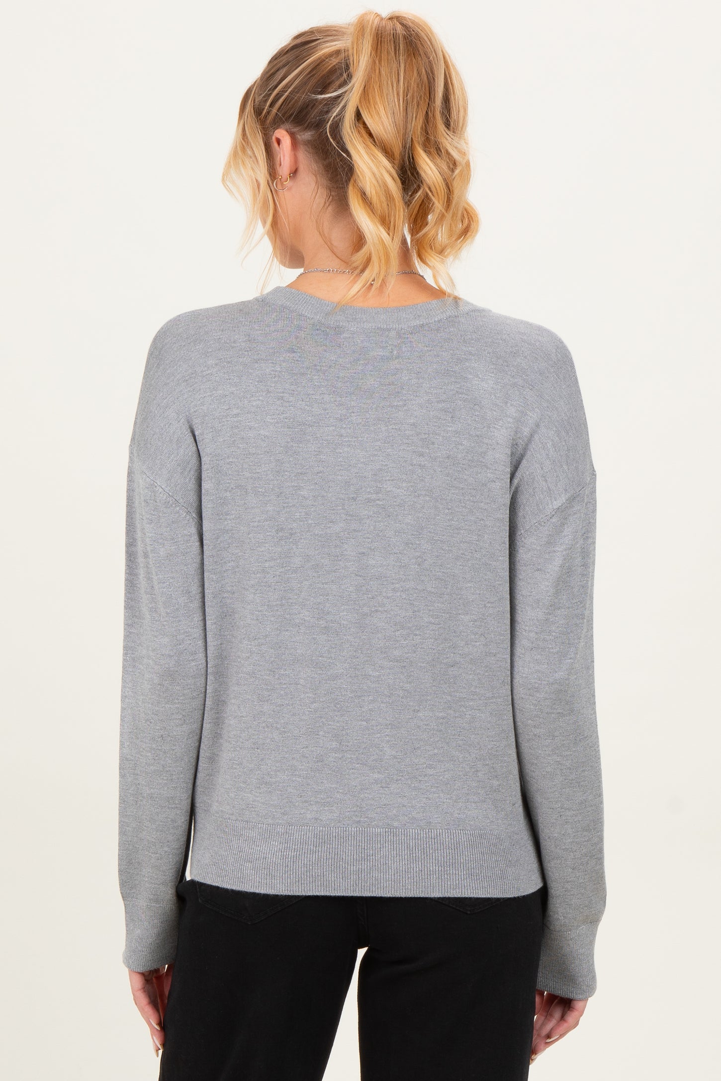 Heather Grey Classic Crew Neck Maternity Sweater