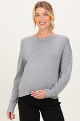 Heather Grey Classic Crew Neck Maternity Sweater