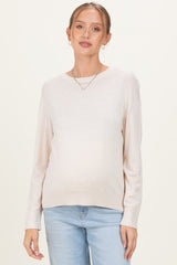 Oatmeal Classic Crew Neck Maternity Sweater