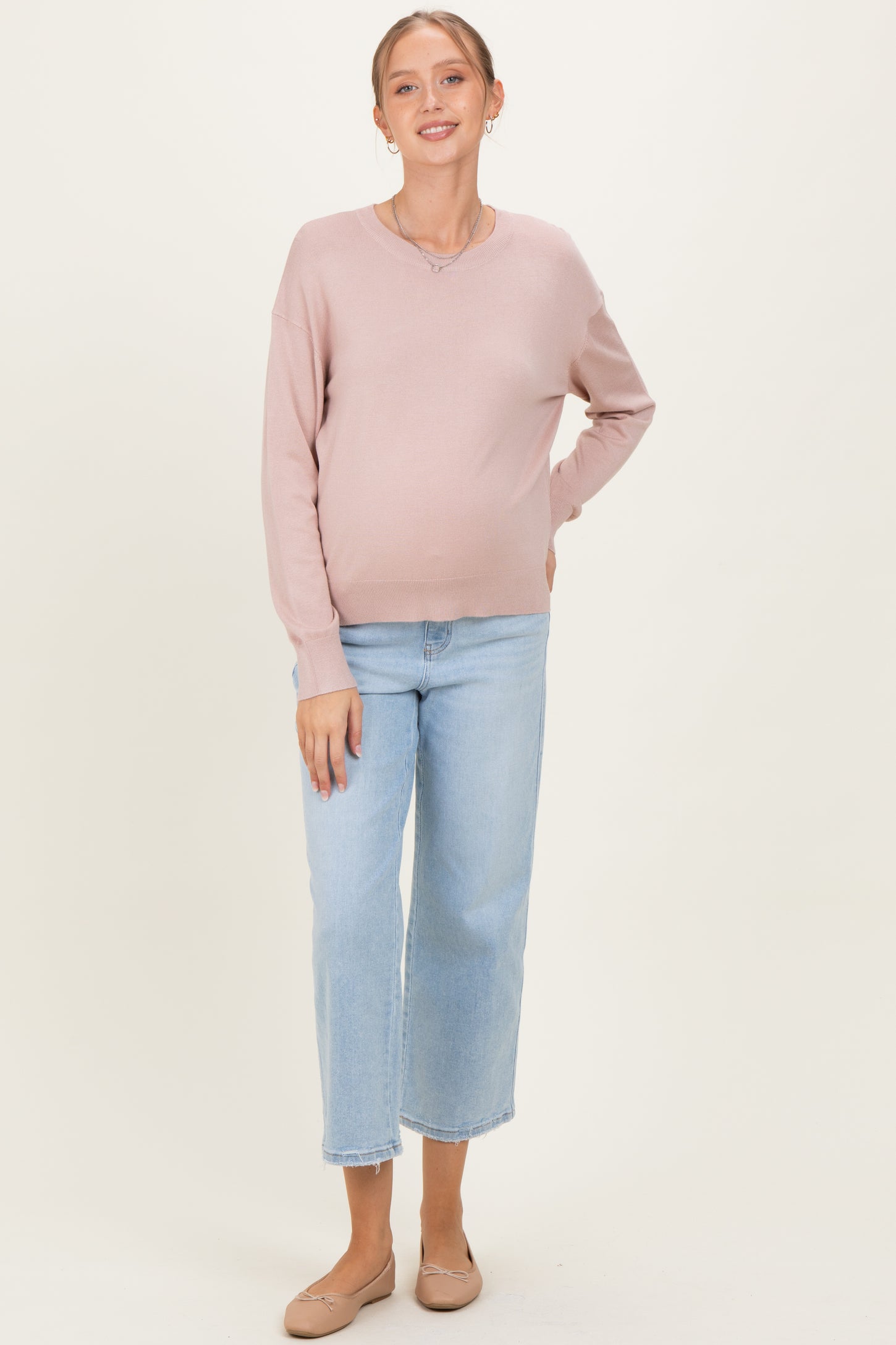 Blush Classic Crew Neck Maternity Sweater