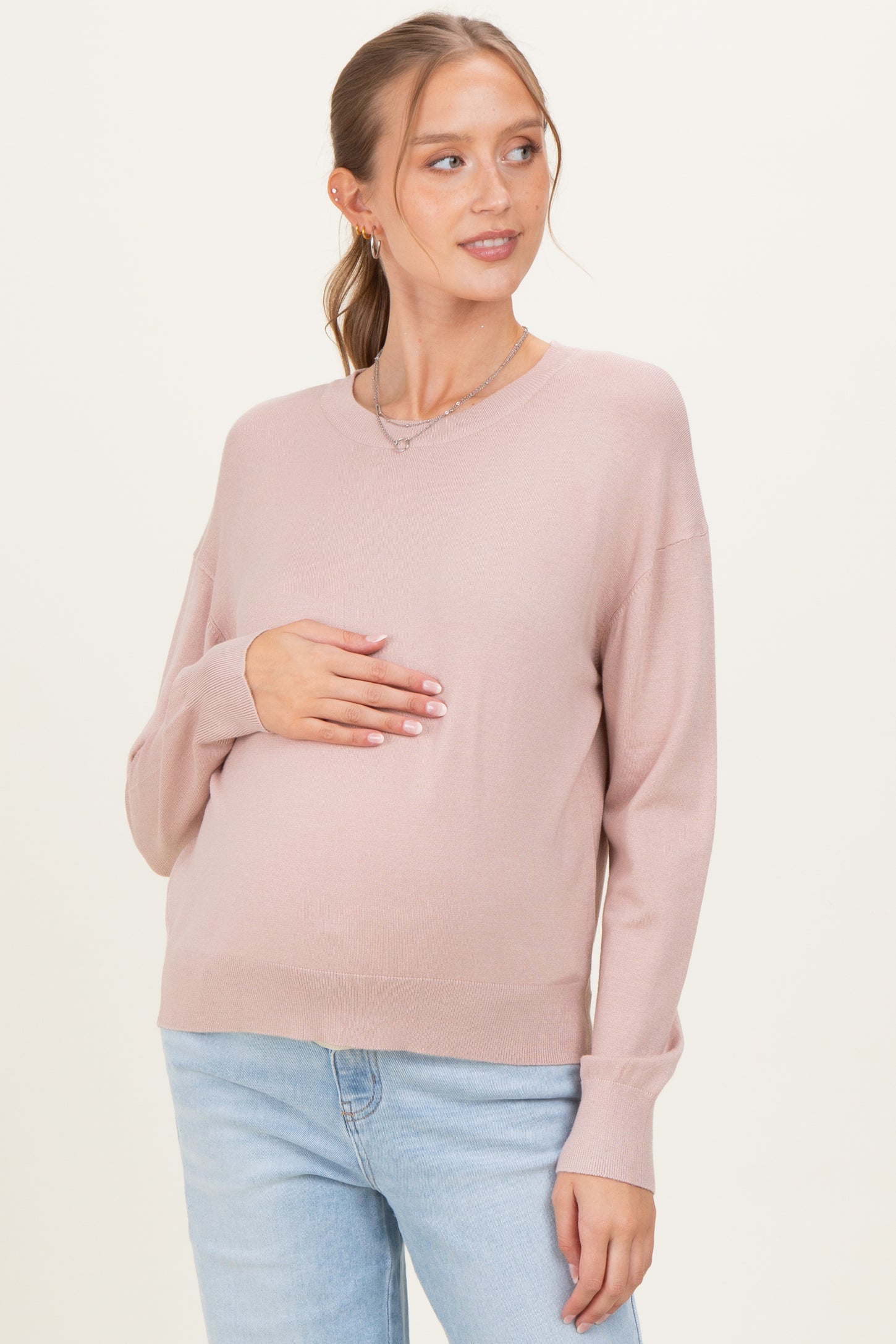 Blush Classic Crew Neck Maternity Sweater