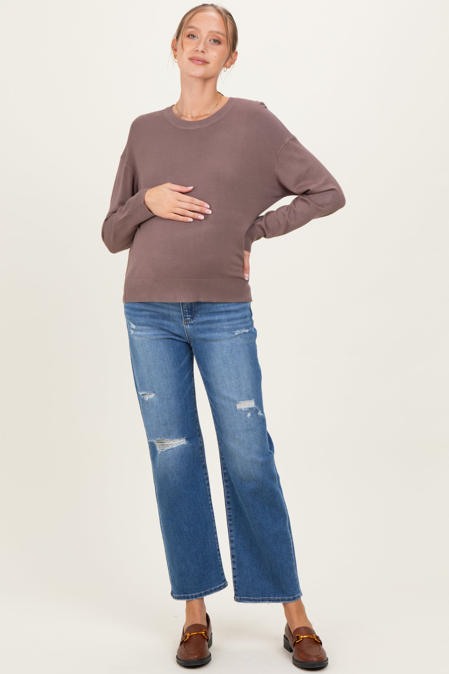 Cocoa Classic Crew Neck Maternity Sweater