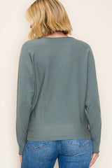 Dark Jade Dolman Sleeve Knit Top