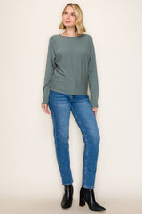 Dark Jade Dolman Sleeve Knit Top