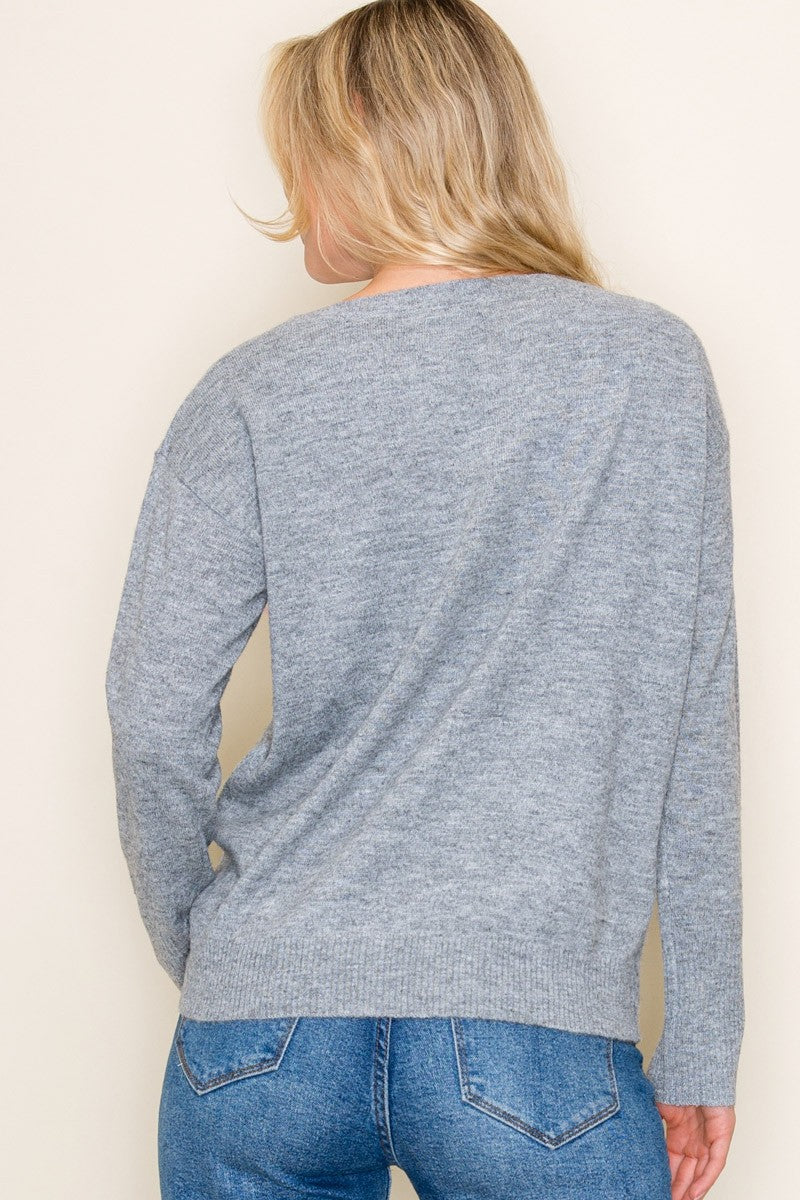 Heather Grey Boat Neck Sweater