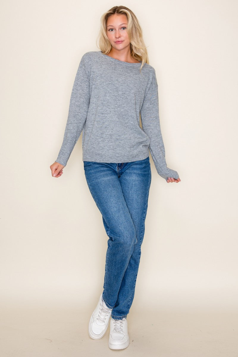 Heather Grey Boat Neck Sweater