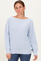 Baby Blue Chunky Knit Boat Neck Sweater
