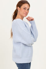 Baby Blue Chunky Knit Boat Neck Sweater