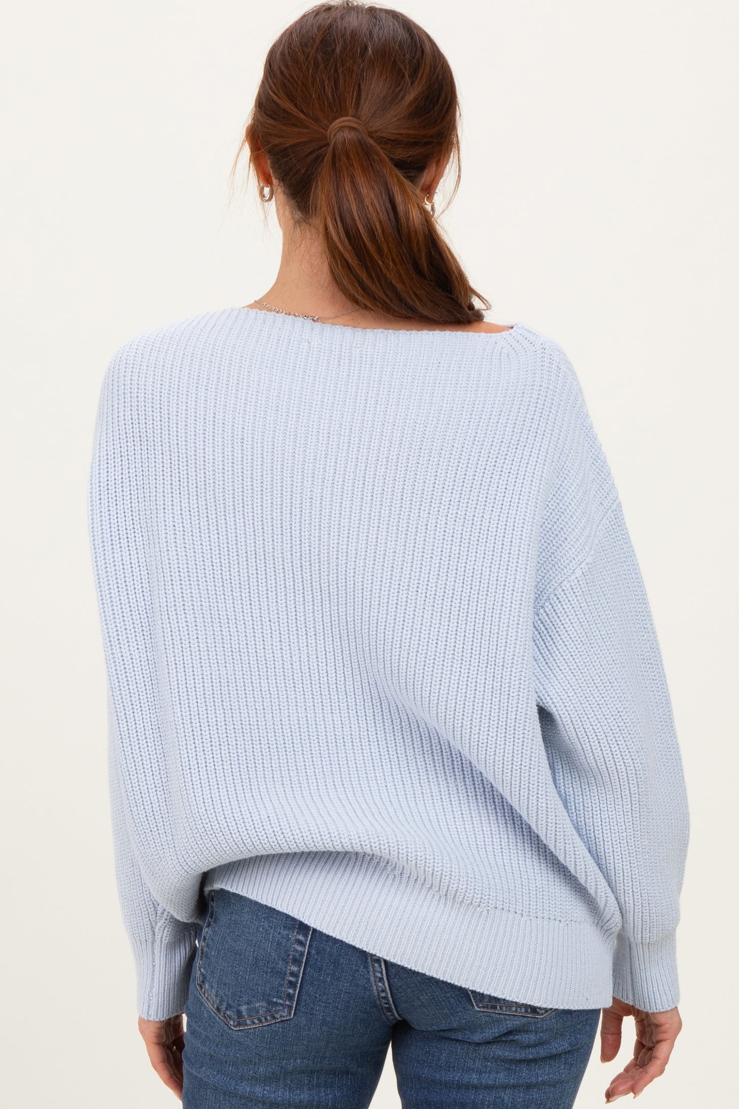 Baby Blue Chunky Knit Boat Neck Sweater