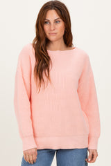 Peach Chunky Knit Boat Neck Sweater
