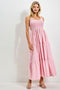 Pink Gingham Smocked Bodice Maxi Dress