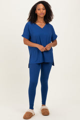 Navy Oversized V-Neck Tee Legging Lounge Set