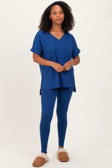 Navy Oversized V-Neck Tee Legging Lounge Set