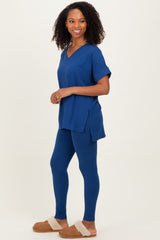 Navy Oversized V-Neck Tee Legging Lounge Set