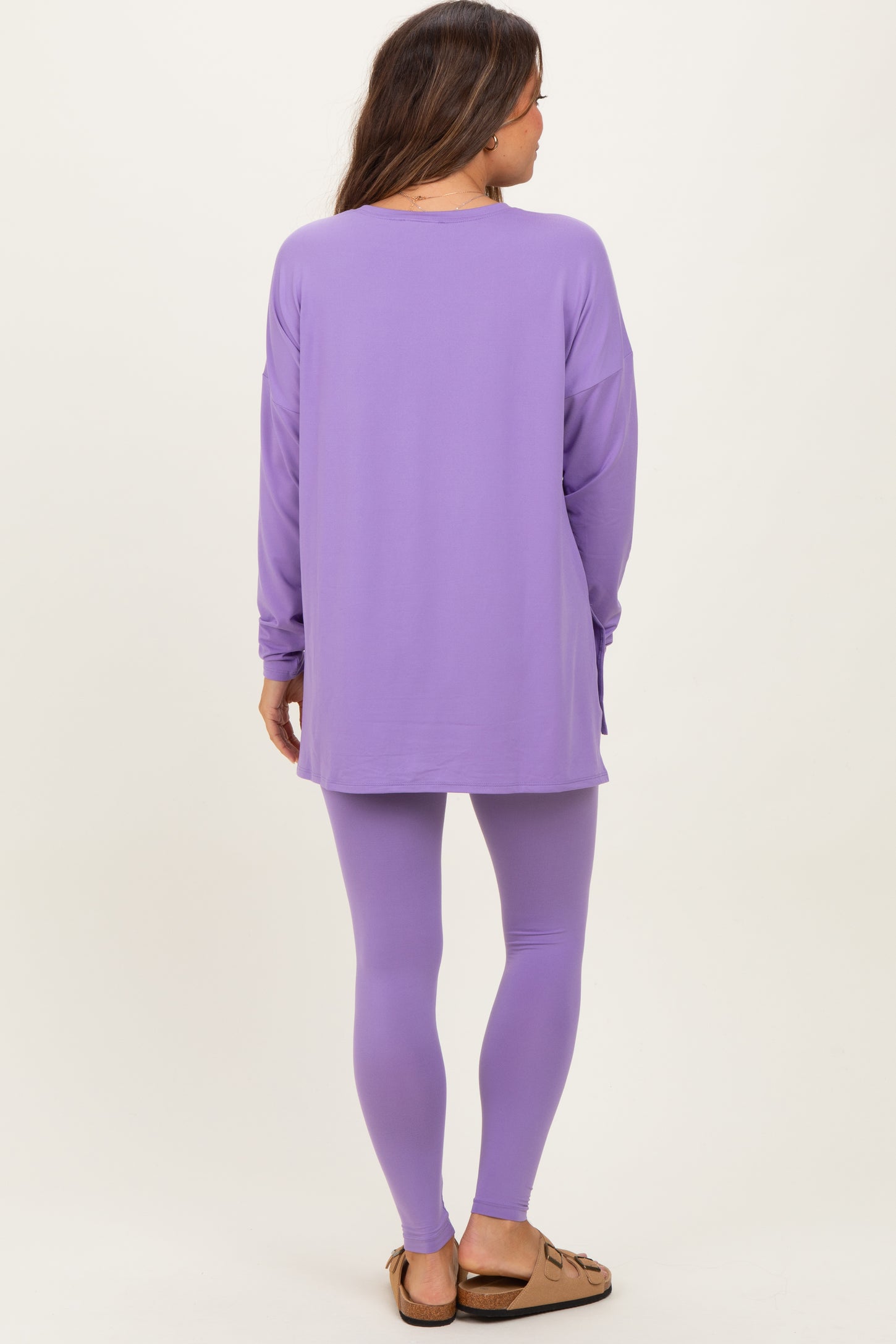 Lavender Brushed Knit Oversized Top and Legging Maternity Set