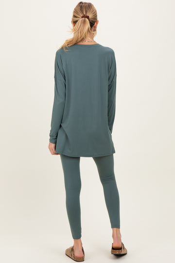 Ash Jade Brushed Knit Oversized Top and Legging Maternity Set
