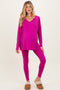 Magenta Brushed Knit Maternity Oversized Top and Legging Set