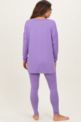 Lavender Brushed Knit Maternity Oversized Top and Legging Set