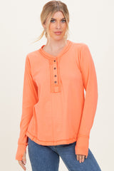 Peach Long Sleeve Exposed Seam Maternity Top
