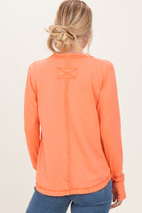 Peach Long Sleeve Exposed Seam Top