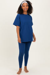 Navy Oversized Crewneck Short Sleeve and Legging Set